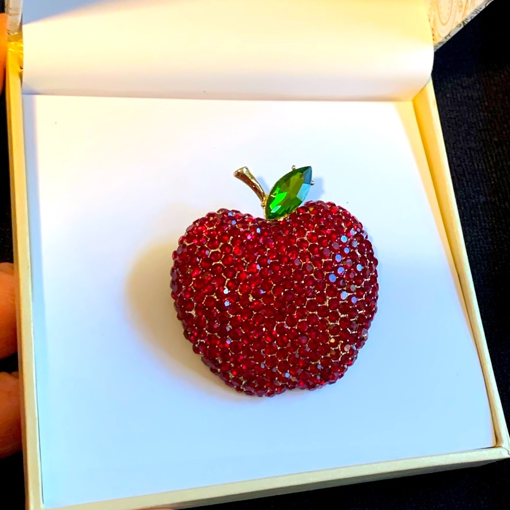 Crystal Apple Brooch